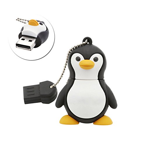 Simtyso niedlich Pinguin USB Stick 16GB Speicherstick 2.0 mit Schlüsselanhänger für Kinder Geschenk Schwarz(8g,Der Pinguin)