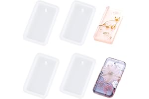 Liitata Molde rectangular de silicona para llavero con etiqueta rectangular llavero resina epoxi moldes para colgantes moldes de fundición con agujero para bricolaj joyería manualidades 4 unidades
