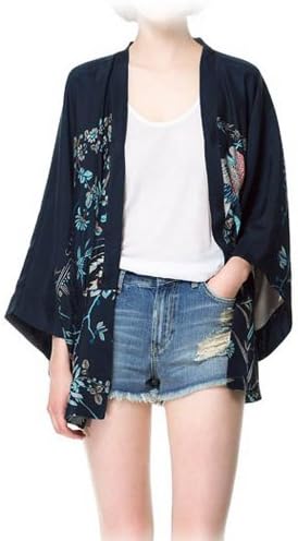 Phoenix Printed Thin Section Loose Kimono Chiffon Long-sleeved Coat With Lining