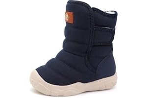 JIASUQI Toddler Snow Boots Boy Girl Wide Winter Boots with Faux fur Lined Warm Winter Shoes for Indoor Outdoor