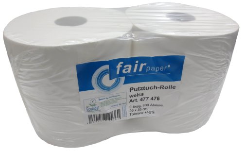 2x Putzrolle weiß 2-lagig gesamt 1600 Blatt 26×35 cm perforiert Reinigungstücher Putzpapier Wischtücher - 3