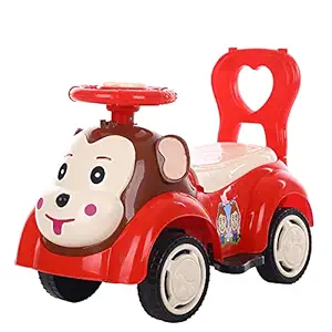 GoodLuck Baybee KIA Kids Car Ride-On Baby Car with Light and Music Baby Toy Car for Children - Push Car Rider Toddlers with Smooth Wheels Baby Car Suitable for Boys & Girls (Red/Brown)