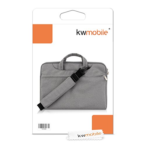 kwmobile Umhängetasche für 12,5″ 13″ 13,3″ Laptop / Ultrabook – Laptoptasche aus Stoff mit Reißverschluss und Tragegurt in Grau – z.B. geeignet für Apple, Samsung - 7