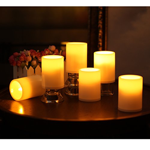 DFL Partei-Dekor Wasserdicht flammenlose LED-Kerzen Licht,4 & 8 Stunden Timer-Funktion Wasserdichte Funktion, beige,6er-pack - 2