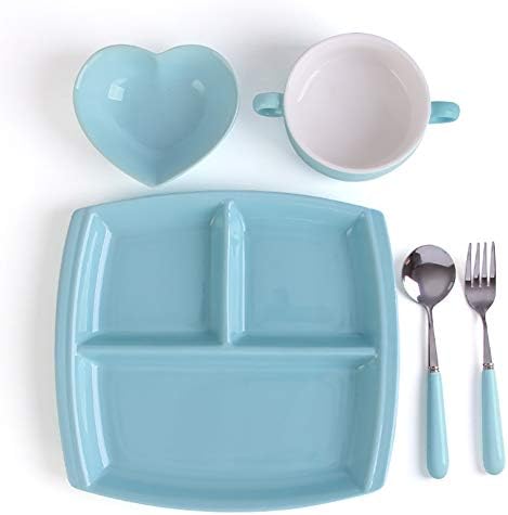 Ceramic Plate Partition Breakfast Plate Children's Tableware Grid Plate Set Home Creative Adult Student Separation Plate