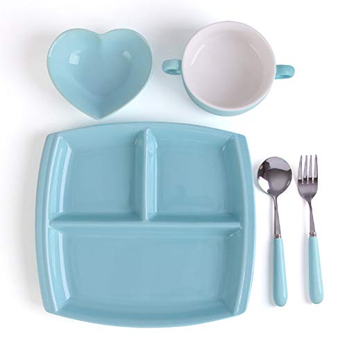Ceramic Plate Partition Breakfast Plate Children's Tableware Grid Plate Set Home Creative Adult Student Separation Plate