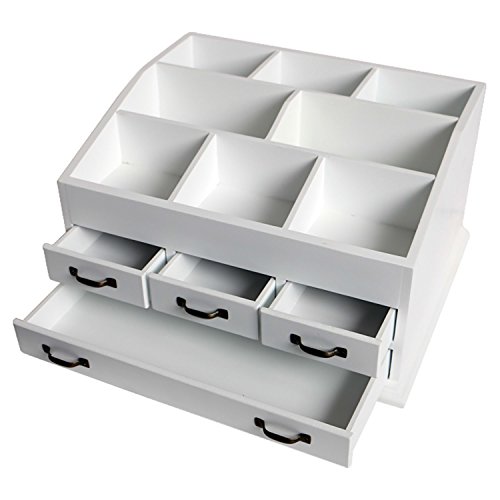Top Home Solutions® Holz 4 Schubladen Schmuck Kosmetik Make-up Speicher Display Tabelle Organizer Box weiß - 2