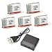 Produktbild HYF STONE Quadrocopter Drohne Akku Batterie, 3.7V 220MAH Lipo Battery mit 5in1 Akku-Ladegerät für Holy Stone HS210 Eachine E010 JJRC H36 GoolRC T36 ATOYX AT-66 NIHUI NH010 F36 Quadcopter Drone (5PCS)