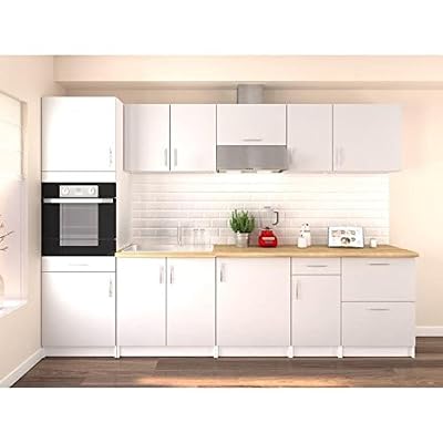 Générique Meuble de cuisine AUCUNE Obi cuisine complete l 300 cm avec colonne - blanc mat