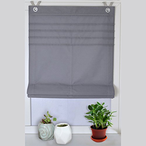 HongYa Raffrollo Voile Transparent Ösenrollo Gardine B*H 120*140cm Grau