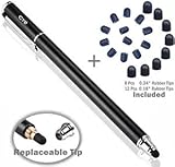 B&D Universal Capacitive Stylus Pen 2-in-1 Styli Touch Screen Pen with 20Pcs Replacement Rubber Tips for Apple iPad,iPhone,iPod,Kindle,Tablet,Galaxy, LG&HTC (Black, 5.5-inch)