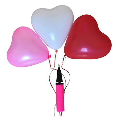 100 Herzluftballons Hochzeit Rosa Rot Weiße Herzform Luftballons Mit Ballpumpe Ballons Hochzeit Valentinstag Komplettset Herz Ballons Party Zubehör Dekorationen - 3