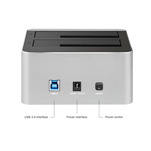 Inateck Aluminium USB 3.0 zu SATA dual-bay USB 3.0 Festplatte Dockingstation mit offline Clone Funktion für 6,3 cm & 8,9 cm HDD SSD SATA (SATA I/II/III), Unterstützung UASP & Werkzeuglose (FD2102) - 4