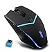 Produktbild Zelotes Schnurlos Maus mit USB Nano Empfänger, 2,4 GHz 6 Tasten 2400dpi blau LED optische Gaming gamer Maus kabellos Mäuse Wireless Mouse für Notebook, PC, Mac, Laptop (schwarz)