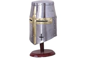 NAUTICAL REPLICA HUB Imitazione Nautica Hub Medievale Cavaliere Armatura Crociato Templare Elmo Casco con Massoni Ottone Cross Casco
