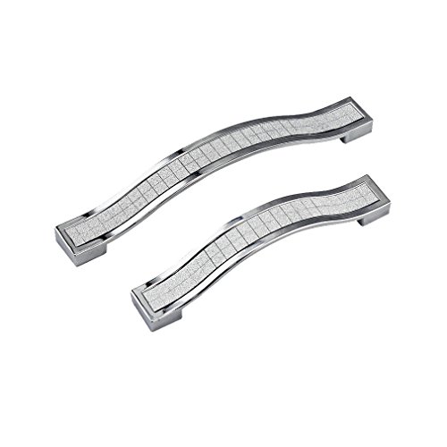 Vnfire 6 x Kristall Möbelgriff Stangengriff Küche Schrank Schublade Tür Griffe Silber B 128mm - 4