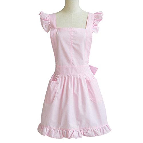 Butterme Schöne Retro Rosa Baumwolle Damen Schürzen für Frauen Kuchen Kellnerin Kochen Restaurant Küche Home Cooking Chef Lätzchen mit Taschen für Weihnachtsgeschenk