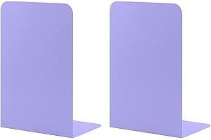 Metal Book Ends, MSDADA Desk Bookends Heavy Duty, Book Ends Holder for Shelves, Metal Bookends for Office&School, Book Shelf Holder Home Decorative, Bookend Supports, Book Stoppers(Purple)