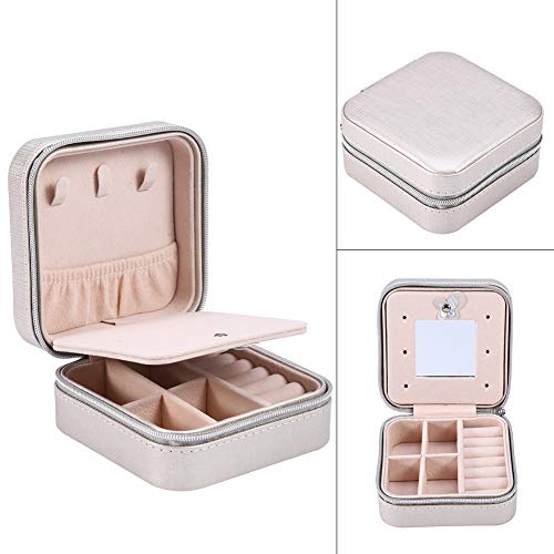 Preisvergleich Produktbild Mini Schmuckschatulle Kosmetik,Make-up Schmuckkästchen, Reisen Ohrringe,Halskette, kleine Schmuckschatulle für Ringe, Ohrringe,cremefarben (1#)