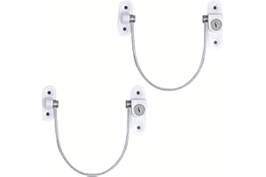 LONNALEE 2 x Cable Restrictor Lock for UPVC Windows, Child Baby Safety Security Wire Catch, Window Restrictors with Screws Keys for Baby Child Children Safety, Windows Ventilation Lock for Home Public