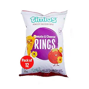 Timios Tomato and Cheese Rings | Healthy Snack for Kids | Natural Energy Food Product for Toddlers | Nutritious and Ready to Eat for Children 2+ Years Pack of 12