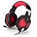 Price comparison product image KOTION EACH G1000 Headband 3.5mm Bass Stereo Gaming Headset Over-ear PC Game Headphones with Mic Colorful Breathing LED Light for Laptop Computer (Black-Red)