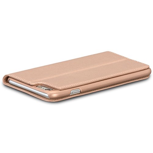 CASEZA iPhone 8 Plus Funda iPhone 7 Plus Funda Rosa Oro tipo libro piel PU Case Cover Carcasa plegable cartera Oslo piel vegana premium para Apple iPhone 8 Plus   7 Plus - Con cierre magn  tico