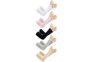 Porksdek 5 Pairs UV Protection Arm Sleeves for Women & Men UPF 50+ Sun Protective Compression Sleeve Cover for Sports Fitness Baseball, Cricket Ice Cooling Skin Protector,A