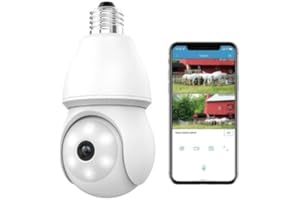 lvssiao Kamera nadzorująca WiFi 1080p z żarówką E27, PTZ 360°, noktowizorem, czujnikiem ruchu i dwukierunkowym dźwiękiem