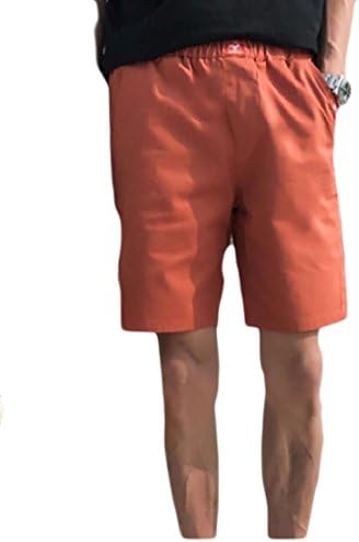 Doufine Men Shorts Mesh Leisure Stretch Waist Pure Color Vogue Short Pants Red M