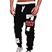 Produktbild OdeJoy Herren Mode Hose Männer Beiläufig Hose Jogginghose Casual Baumwollmischung Langehose Salonhose Persönlichkeit Brief Gedruckt Sporthosen Rein Farbe Tasche Pants (Rot,4XL)