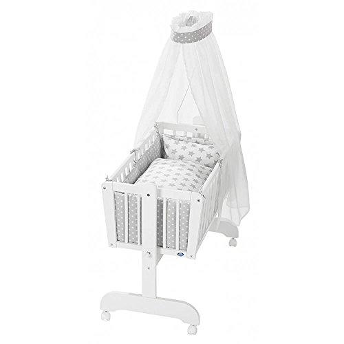 Preisvergleich Produktbild Alvi Bettset für Wiege Wiegenset 3-teilig Stars silber 608-9