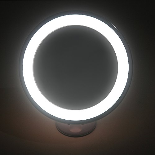 LED Kosmetikspiegel Beleuchtet mit 10-facher Vergrößerung und Saugnapf-Grundplatte von eLander, 360° Schwenkbar, Schminkspiegel mit Blendfreier Beleuchtung für Zuhause und Unterwegs - 7