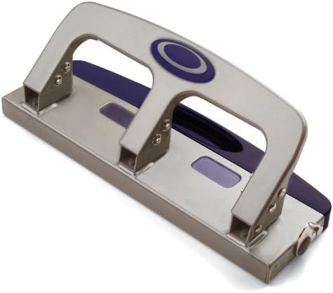 Officemate Deluxe Medium Duty 3-Hole Punch with Chip Drawer, Silver and Navy, 20-Sheet Capacity (90102) by Officemate