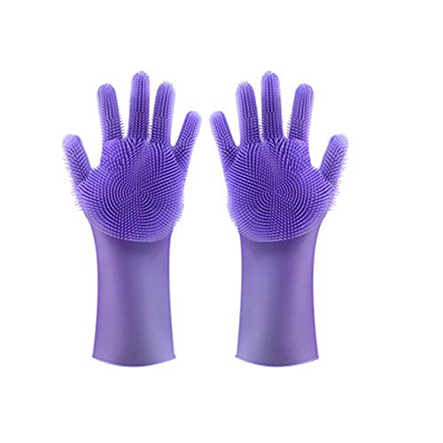 Preisvergleich Produktbild 0Miaxudh 2in1 Geschirrspülhandschuhe, Silikongeschirrreinigung Wäscherhandschuhe Geschirrspülhandschuhe Küche liefert - lila