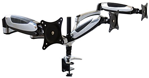 Duronic DM653 Monitor-Tischhalterung für drei LCD/LED Computer Bildschirme / Fernsehgeräte, mit Höhenverstellung durch Gasspannungsregelung / Neig, Schwenk und Rotierfunktion