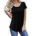 Produktbild Damen T-Shirt, MOIKA Frauen-beiläufige Lose Reine Loch-Taschen-Kurzschluss-Hülsen-Ernte-Spitzen-Bluse (L, Schwarz)