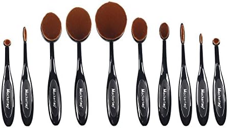 Mackertop Makeup Brushes 10 Pieces Oval Professional Makeup Brush Set Contour Soft Toothbrush Design for Power Cream