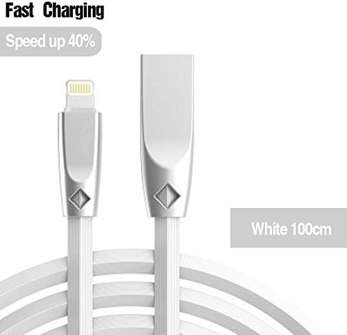 iPhone Cable Charger-Yaletu PET Tangle-Free Charging Cable Zinc-Alloy Lightning to USB Cable Compatible with iPhone 7/7Plus/6/6Plus/6S/6S Plus/5/5S/5C/SE, iPad, iPod(White)