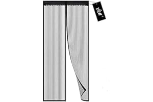 YRH Magnetic Fly Screen Door 80 x 200 cm,Heavy Duty Bug Mesh Curtain with Powerful Magnets and Full Frame Magic Tape, Insect Protection Door No Gap, Keep Bugs Out Lets Fresh Air in,Black