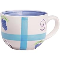 Excelsa - Fruit Passion - Taza jumba, dibujo de arándanos, 500 ml, cerámica, arándanos azules, 11,5 x 11,5 x 8,69 cm