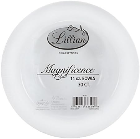 Premium Quality Heavyweight Plastic Bowls China Like. Wedding and Party Dinnerware Plastic Bowls 14 oz. White/Pearl-Value Pack 30 Count