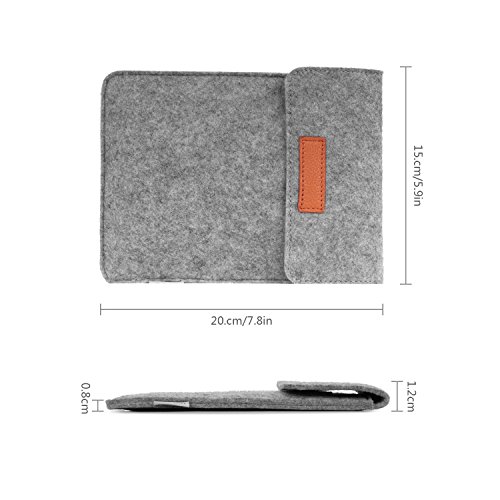 MoKo Kindle Paperwhite / Kindle Oasis / Kindle Voyage Felt Sleeve Hülle – Tragbare Filz Schutzhülle Tasche für Amazon Kindle Paperwhite / Voyage / Kindle Oasis / Kindle 7. / HD 6 6 Zoll, Hellgrau - 5