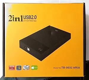 Terabyte 2in1 USB 2.0 External Hard Drive Casing for Sata Dual 2.5 inch and 3.5 inch HDD Enclosure, Black