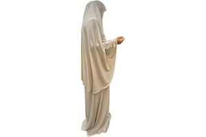 YAQEEN Prayer Set Two Piece (Khimar + Skirt) One Size Pull on Headscarf Stretchy Lycra Ideal Everyday/Home/Work/Travel/Hajj/Umrah/Mosque/Madrassa/Ramadan/Eid/Gift