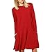 Price comparison product image DOLDOA Women's Cosy Simple Over Knee Dress Ladies Casual Plain Flowy Swing T-Shirt Loose Tunic Dress with Pockets,S-3XL(Red,XX-Large16)
