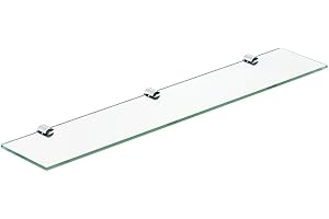 AQUALAVOS Glasablage Bad Glasregal Wand Wandablage Wandregal Badablage Glas Badezimmer 60 cm Badezimmer Regal Glas Klarglas 6 mm ESG Sicherheitsglas Badezimmerablagen