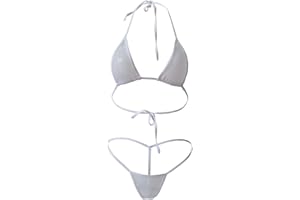 VEMEFUFU Femme Maillot de Bain Deux Pièces Sexy Brésilien Bikini Slim String Tanga Ensemble Lingerie Swimwear De Plage Micro Mini Bra Triangle + String à Ficelles Dos Nu Bikini Femmes