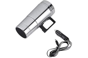 ‎GAROSA Auto Elektrische Heizung Tasse, 12 V / 24 V 300 ml Auto Elektrische Kaffee Tee Wasser Tassen Heizung Edelstahl Reise Thermosflasche Autokocher Pot Flasche Heiße Tragbare (12V)