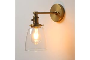 Phansthy Vintage Style Wall Lights Clear Glass Shade, Edison Industrial Wall Sconce E27 Indoor Light Fixtures Loft Bar Kitchen Lamp Lighting(Antique)